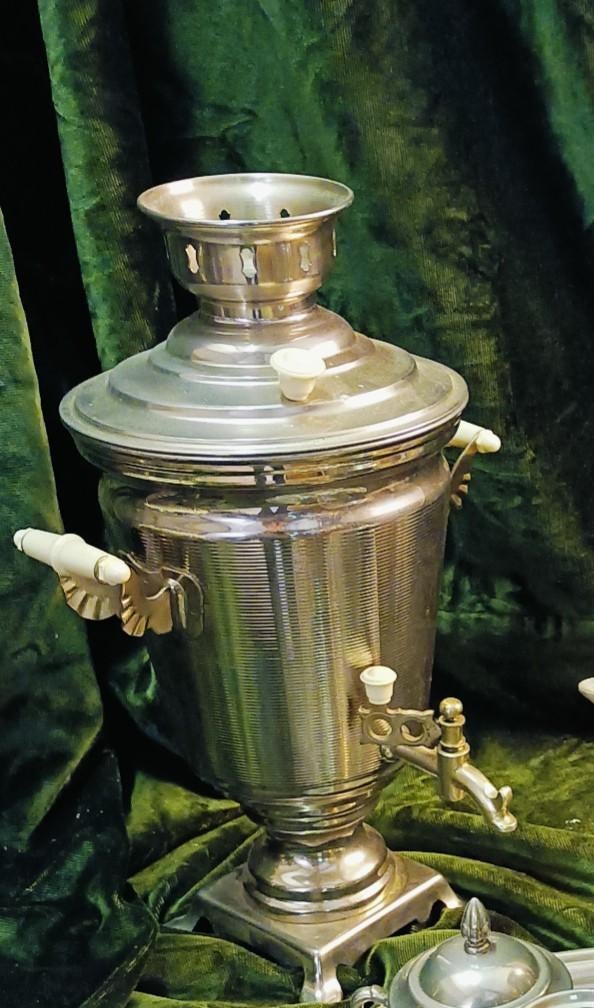 Antieke Russische Samovar - Zilverkleurig, Ophalen of Verzenden
