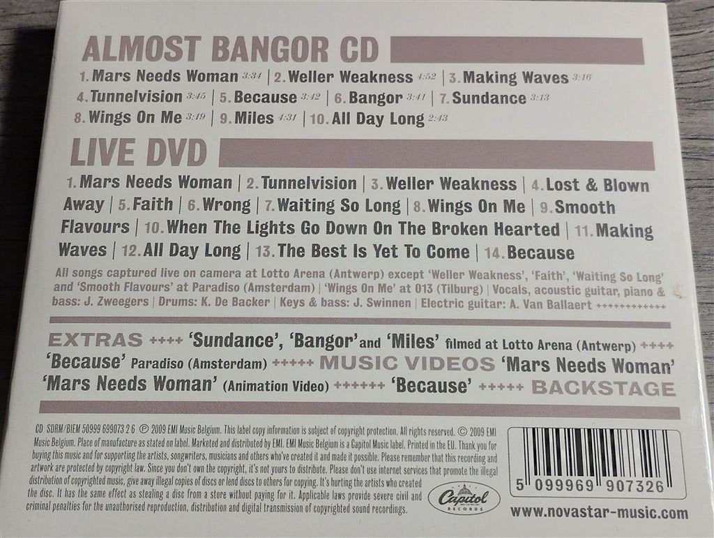 Novastar ‎– Almost Bangor [CD + DVD Digipack], Cd's en Dvd's, Ophalen of Verzenden, Zo goed als nieuw