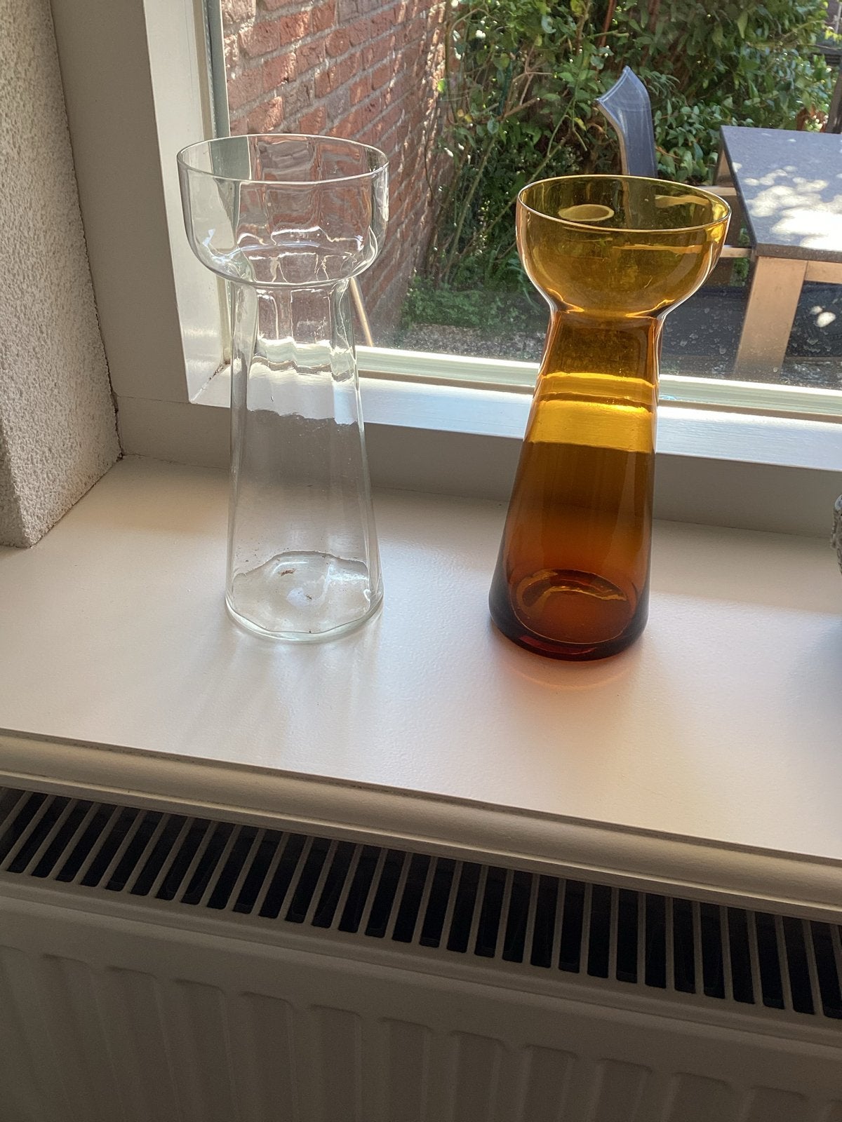 2x Vintage Hyacintvazen Glas - Jaren '30-'50, Ophalen of Verzenden
