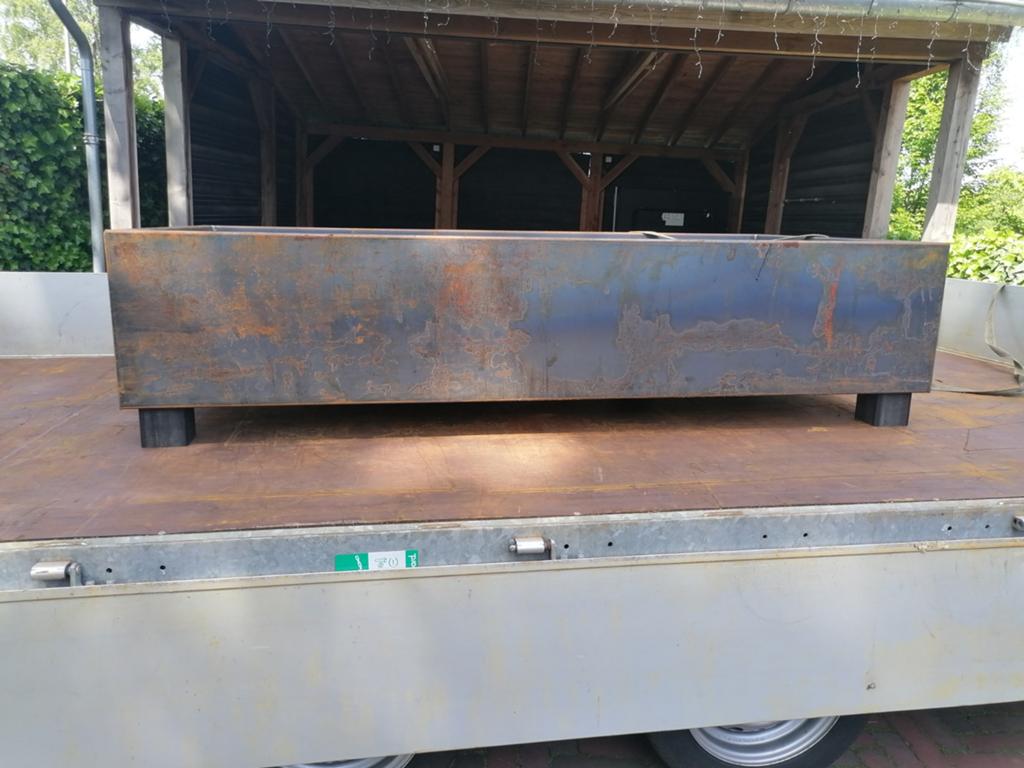 Super mooie grote bloembakken cortenstaal 200x100x50 3mm, Ophalen of Verzenden, Nieuw, Metaal, 100 cm of meer