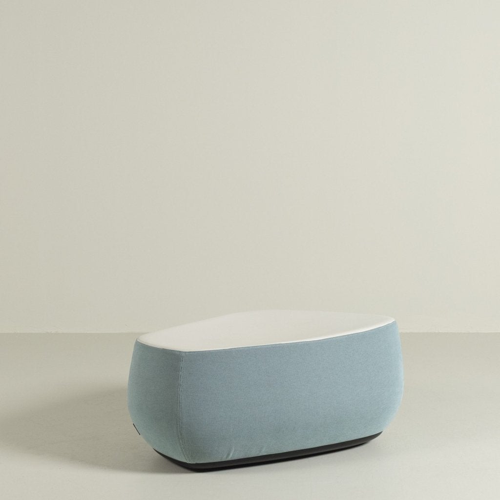 Moroso Fjord Poef Wit Leer/Blauw Stof, Moroso, Zo goed als nieuw, Niet ingevuld, Niet ingevuld