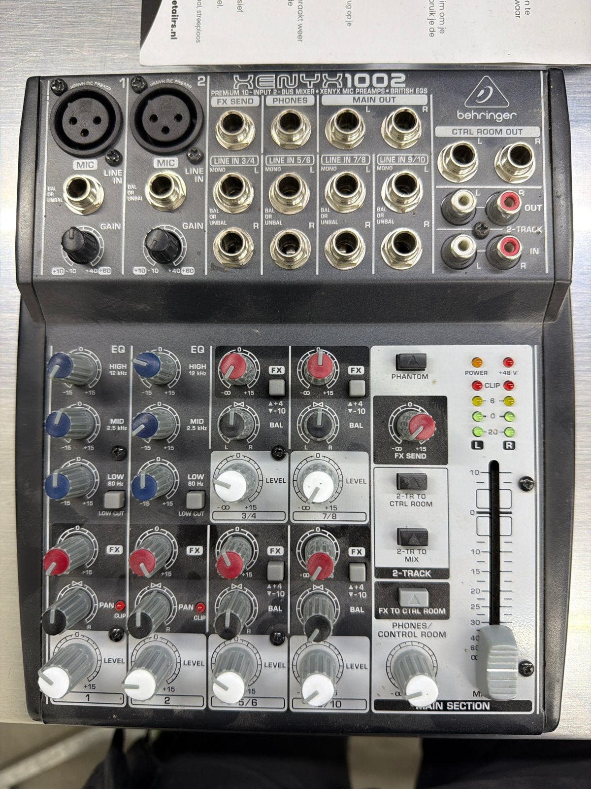 Behringer Xenyx 1002 werking onbekend, Muziek en Instrumenten, Mengpanelen, Ophalen of Verzenden, Gebruikt, 5 tot 10 kanalen, Microfooningang