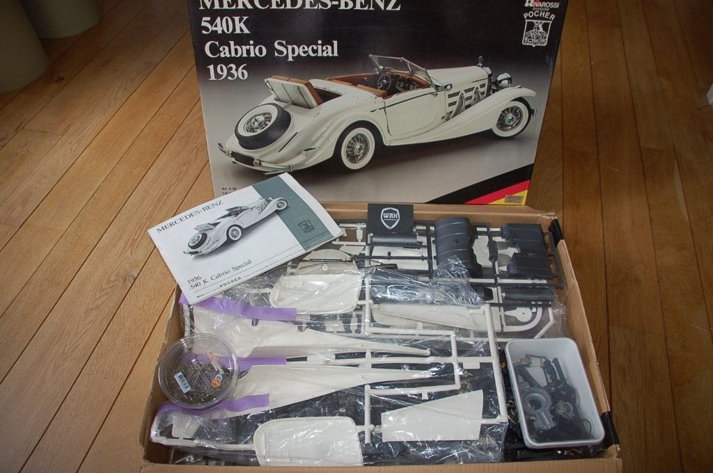1:8 POCHER Mercedes 540K White ZIE INFO WRH, Verzenden, Gebruikt, 1:5 t/m 1:8, Auto