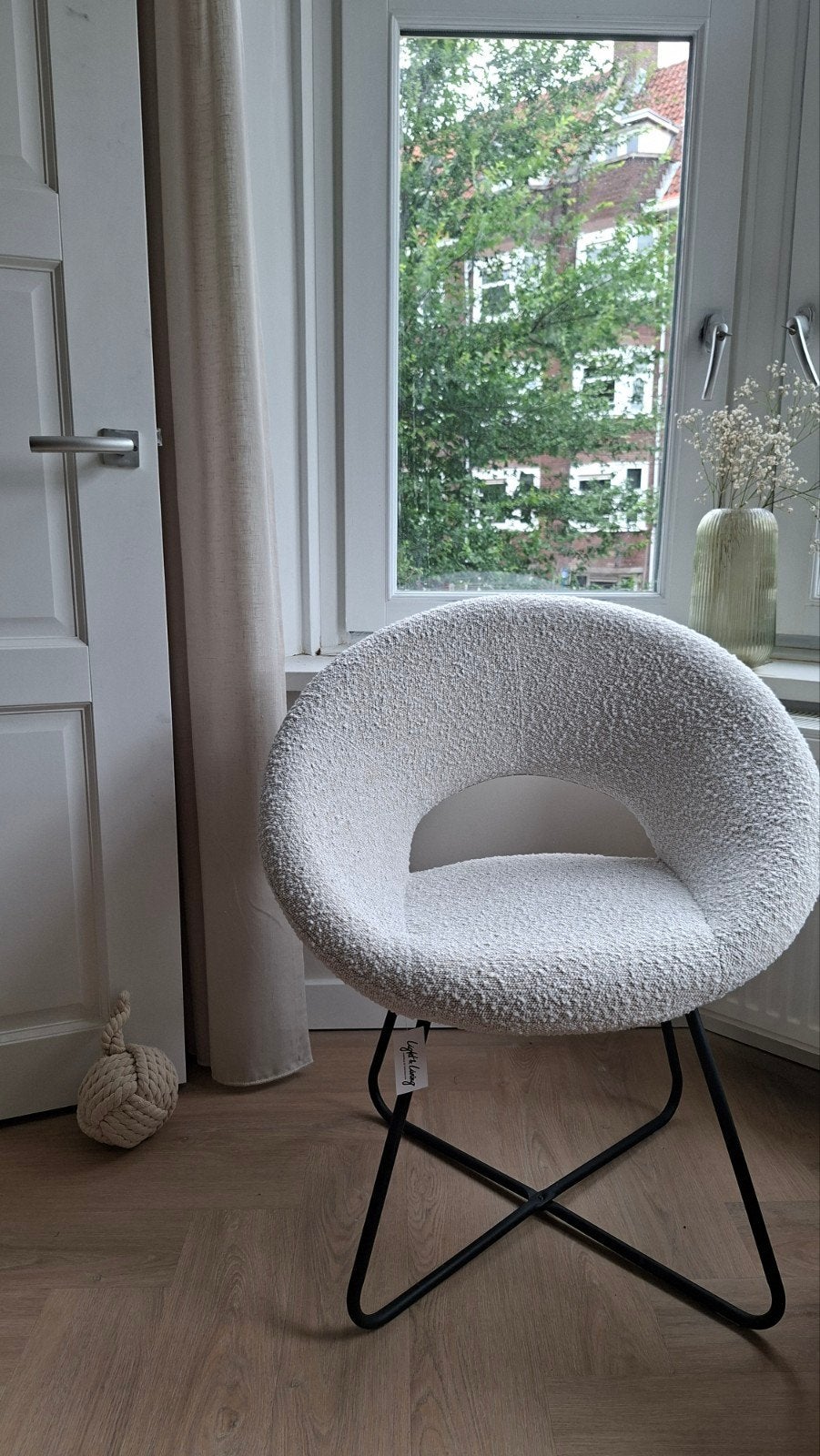 Light & Living Bouclé Fauteuil Wit Nieuw Leesstoel, Huis en Inrichting, Stoelen, Ophalen