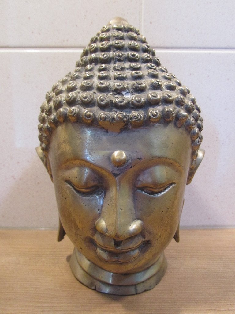 Boedda buddha hoofd beeld, Ophalen of Verzenden, Brons