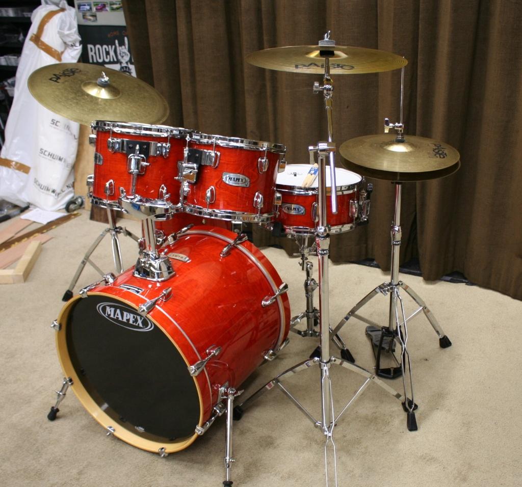 drumstel: mapex v series amber mist 20/10/12/14/14sn bekkens, Muziek en Instrumenten, Drumstellen en Slagwerk, Gebruikt, Jouwdrumstel@gmail.com