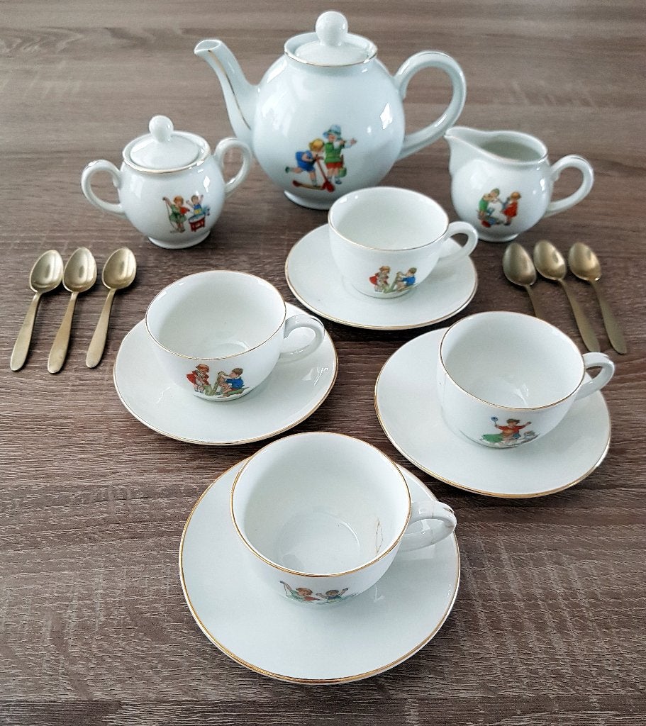 vintage porseleinen kinderservies, poppenservies, dinette, Antiek en Kunst, Ophalen