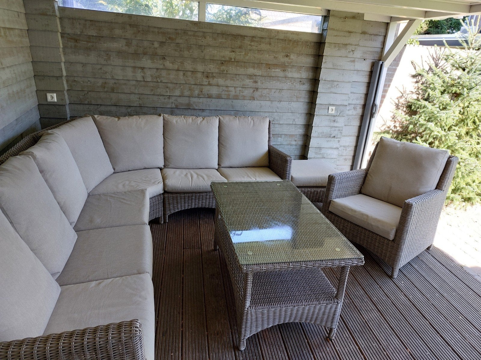 Luxe Wicker Loungeset met Hoekbank, Stoel en Salontafel