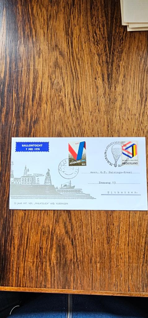 Envelop Ballonvaart 7 mei 1970 - Vlissingen, Verzenden, 1960 tot 1980, Spanje
