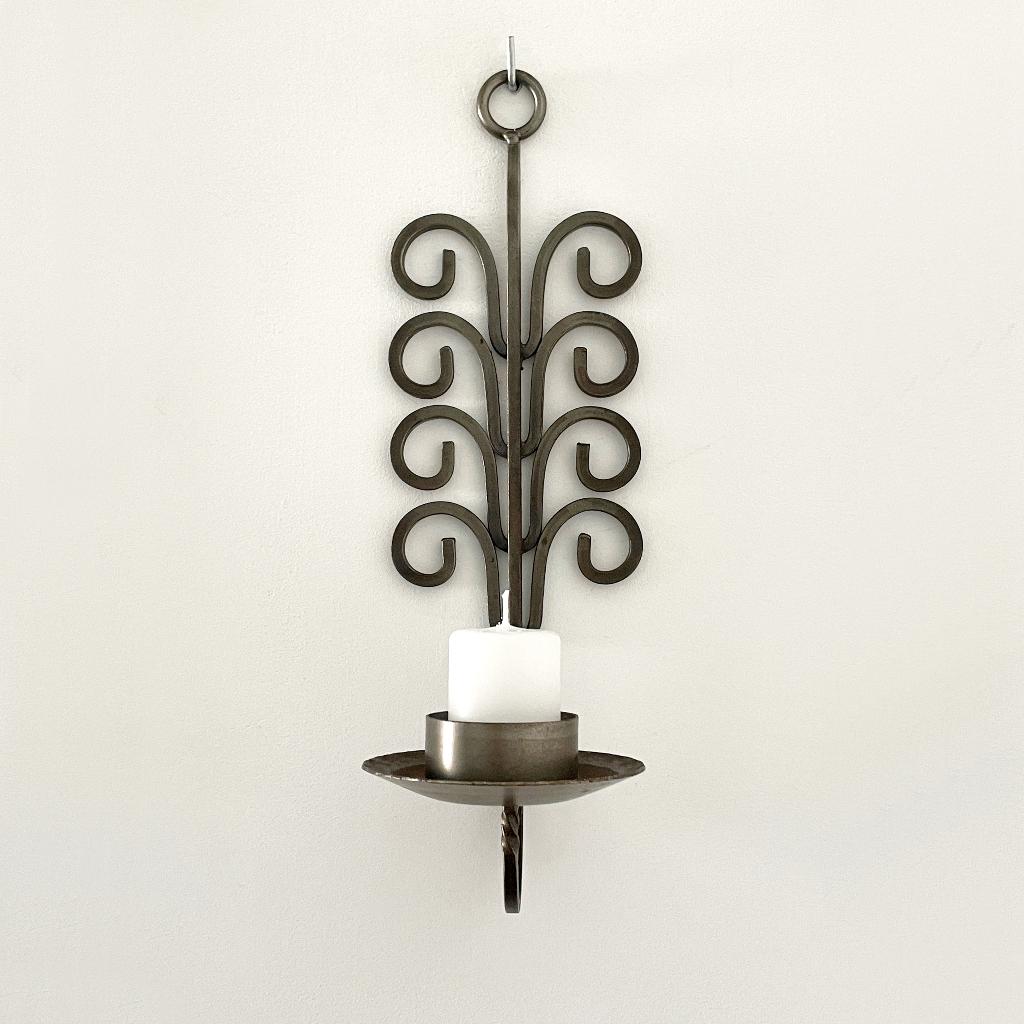 vintage Brutalist wand KANDELAAR Zweeds design Mid Century, Gebruikt, 25 tot 50 cm, Ophalen of Verzenden, Metaal