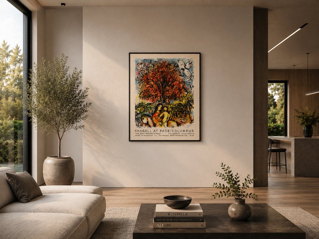 Marc Chagall Kleurenlithografie 'Chagall Pace/Columbus' 1976, Ophalen of Verzenden, A1 t/m A3, Film en Tv