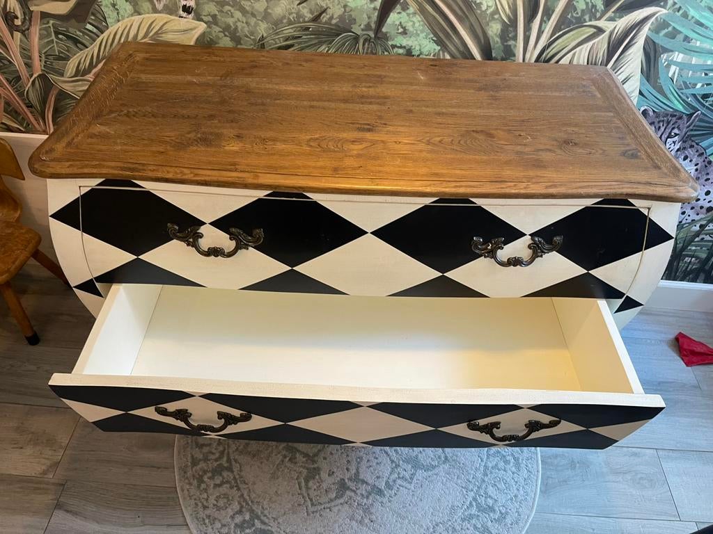 Dressoir van Kare Design baroque stijl vintage zwart wit, Ophalen, Barok, 100 tot 150 cm, Eikenhout