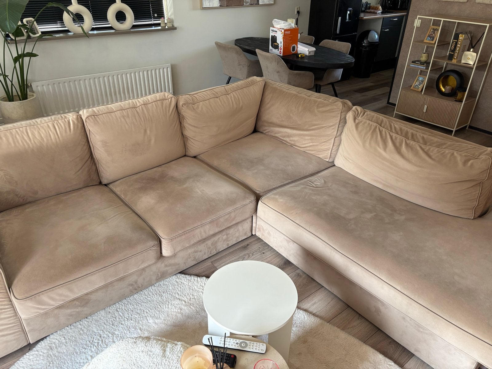 Comfortabele diepe hoekbank t.e.a.b, Ophalen, Gebruikt, 100 tot 125 cm, Hoekbank