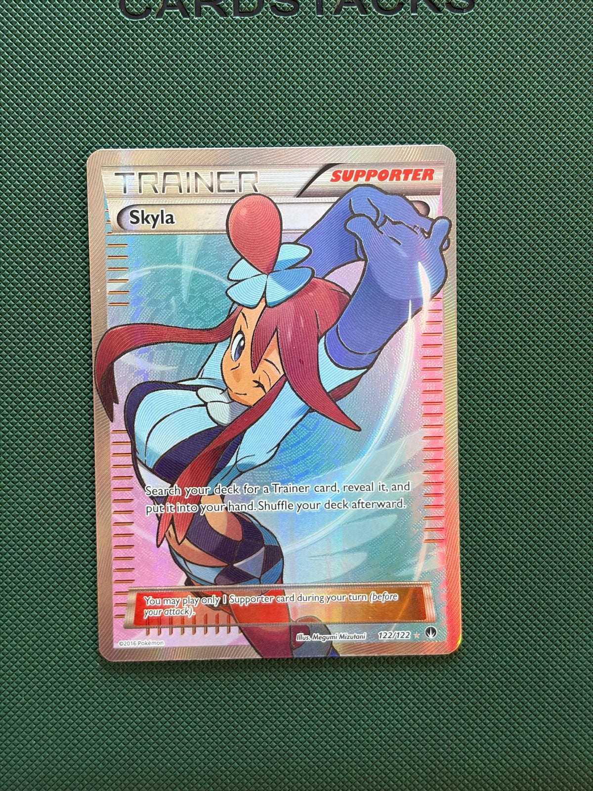 Pokémon Skyla Full Art Trainer Kaart (BKP 122) - BREAKpoint, Ophalen of Verzenden, Zo goed als nieuw, Losse kaart, Foil