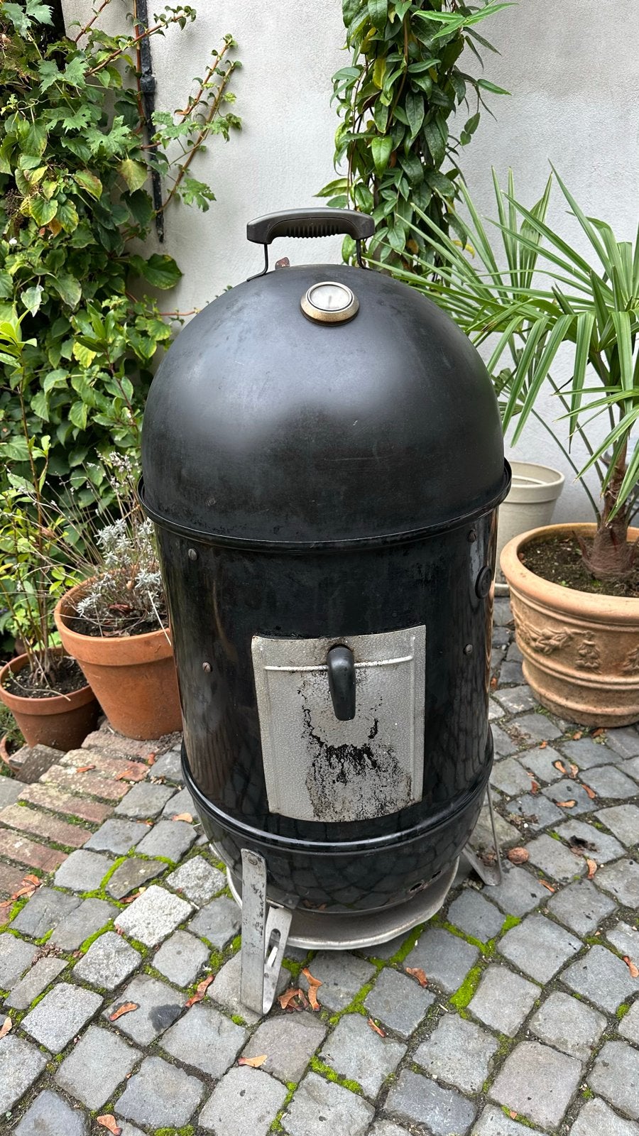 Weber BBQ Smokey Mountain Cooker met hoes, Tuin en Terras, Ophalen, Gebruikt