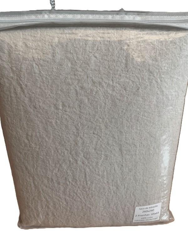 100% linnen dekbedovertrek 260x240 met slopen Naturel, Beige, Dekbedovertrek, Ophalen of Verzenden, Nieuw