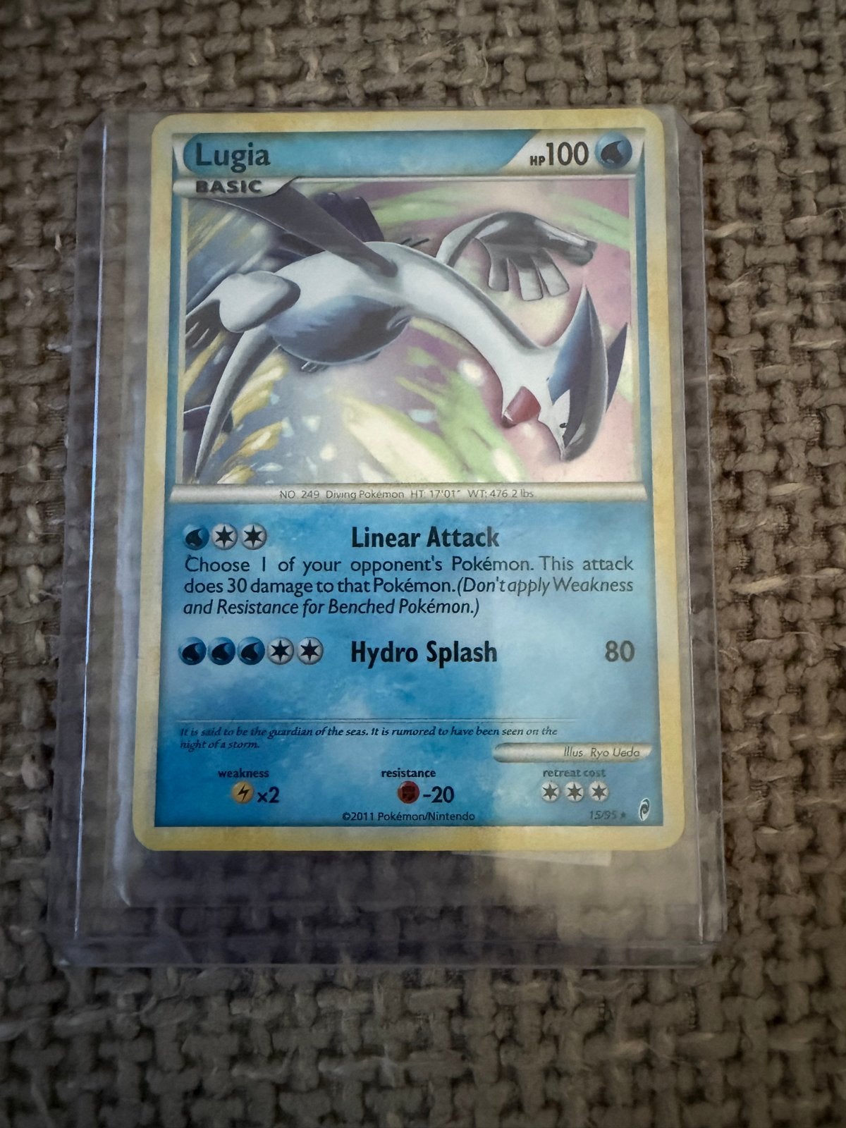 Pokémon Kaart Lugia Basic HP100 - Zeldzaam verzamelobject, Ophalen of Verzenden, Zo goed als nieuw, Losse kaart