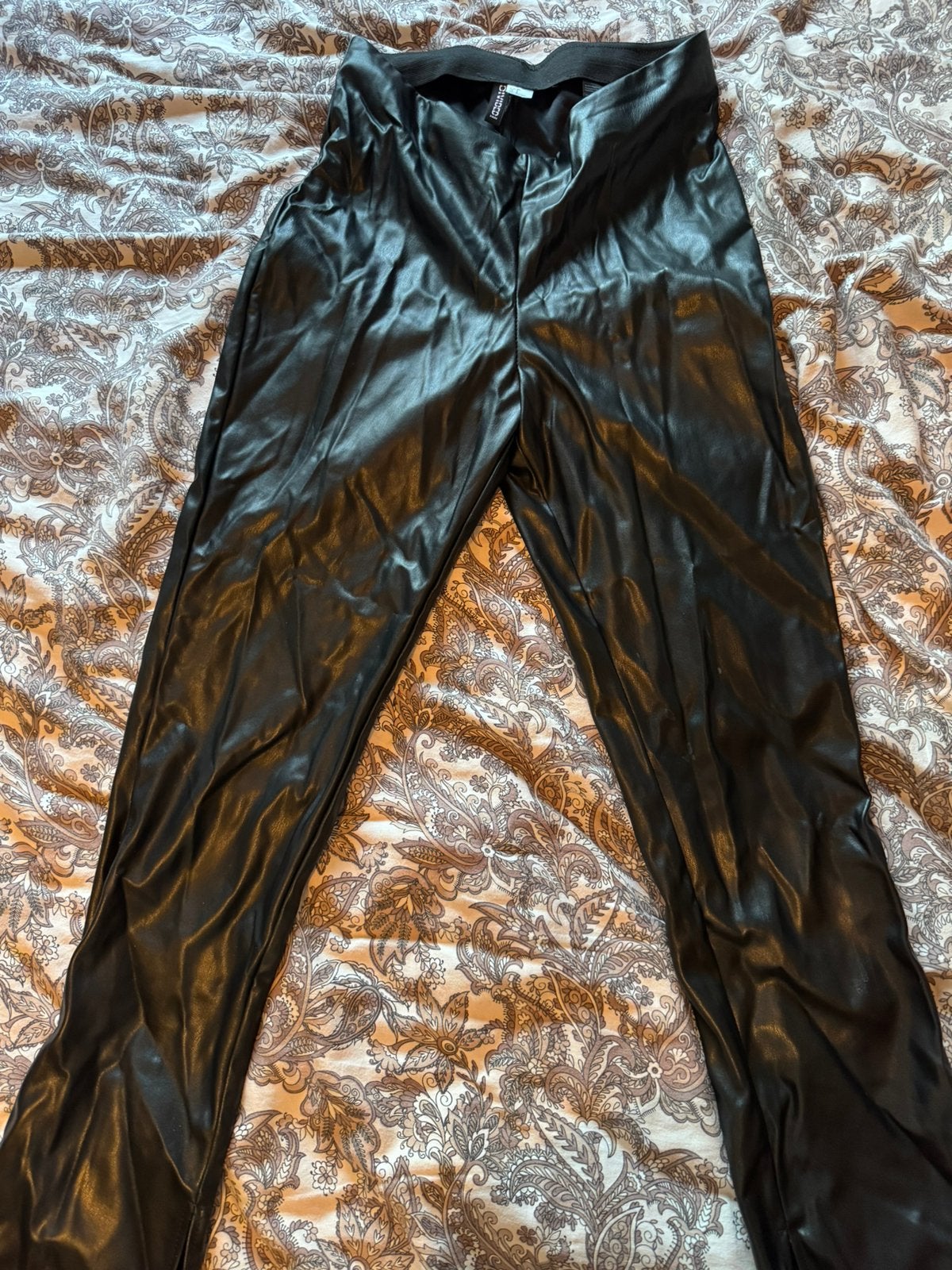 Zwarte leren legging, Maat 36/38 (S), Zwart, Zo goed als nieuw, Legging