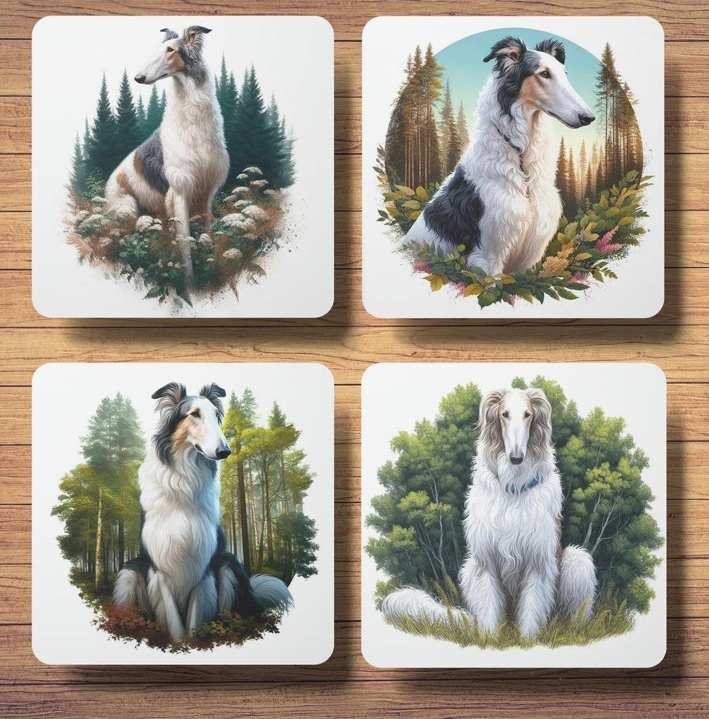 Barsoi Bos onderzetters met houder, Huis en Inrichting, Woonaccessoires | Onderzetters, Nieuw, Glas of Kopje, Ophalen of Verzenden
