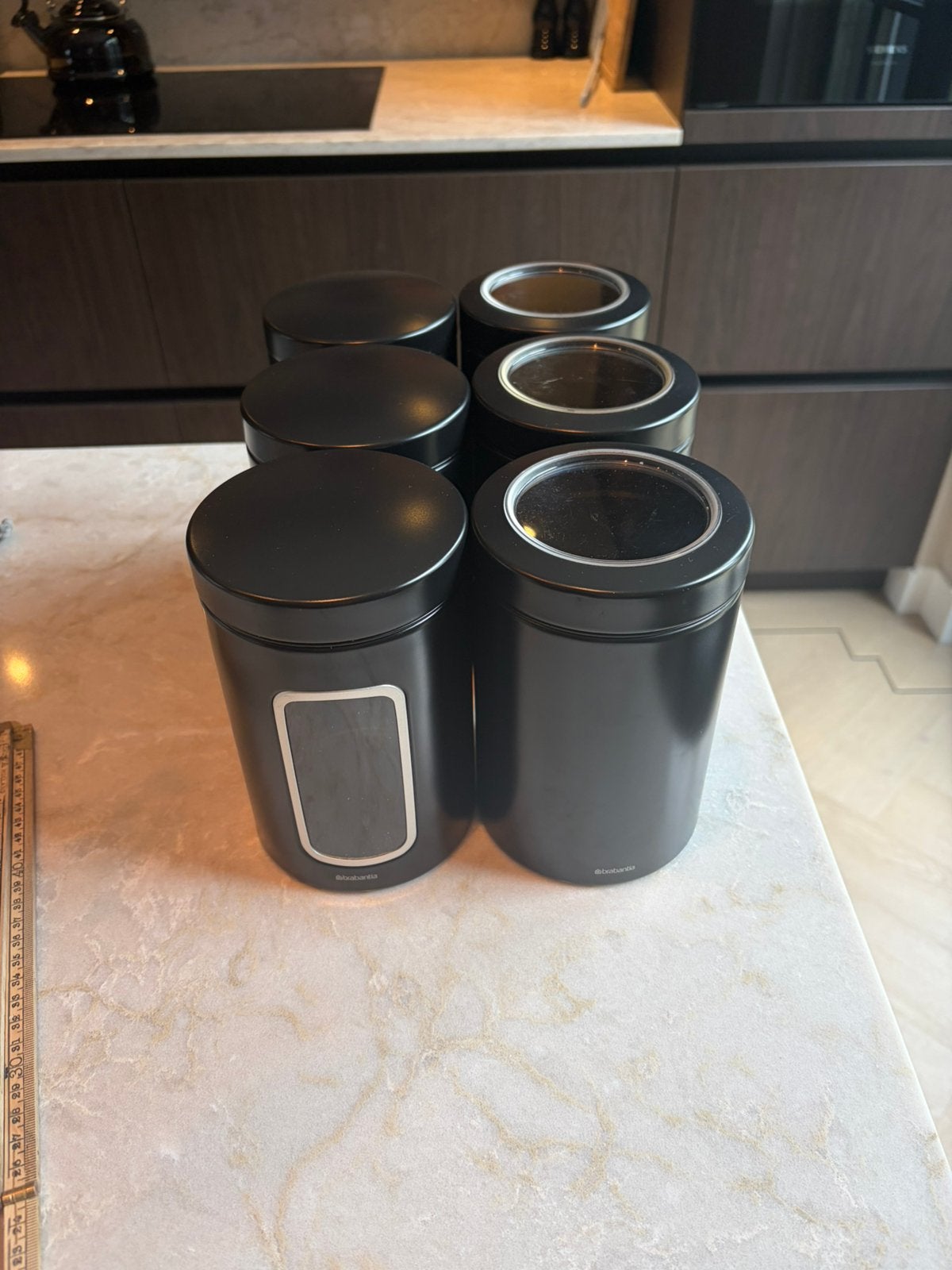 6x Brabantia voorraad blik mat zwart, Ophalen of Verzenden, Zo goed als nieuw, Kunststof