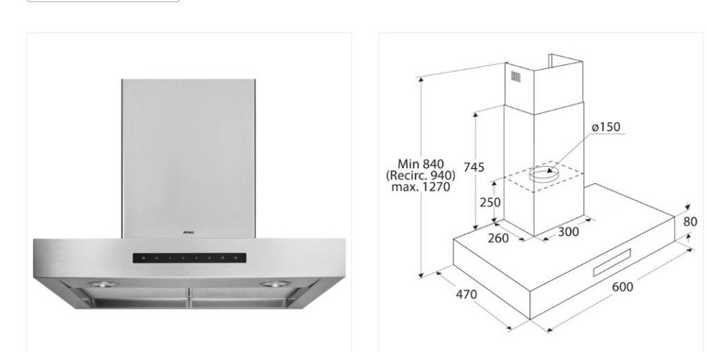 ATAG WS60211IM wandafzuigkap 60cm nieuw in doos €889 waarde, Witgoed en Apparatuur, Afzuigkappen, Ophalen, Wandschouwkap, Nieuw