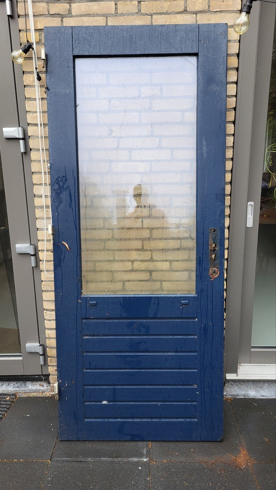 Hardhouten buitendeur met dubbelglas, Ophalen, Gebruikt, 80 tot 100 cm, Buitendeur