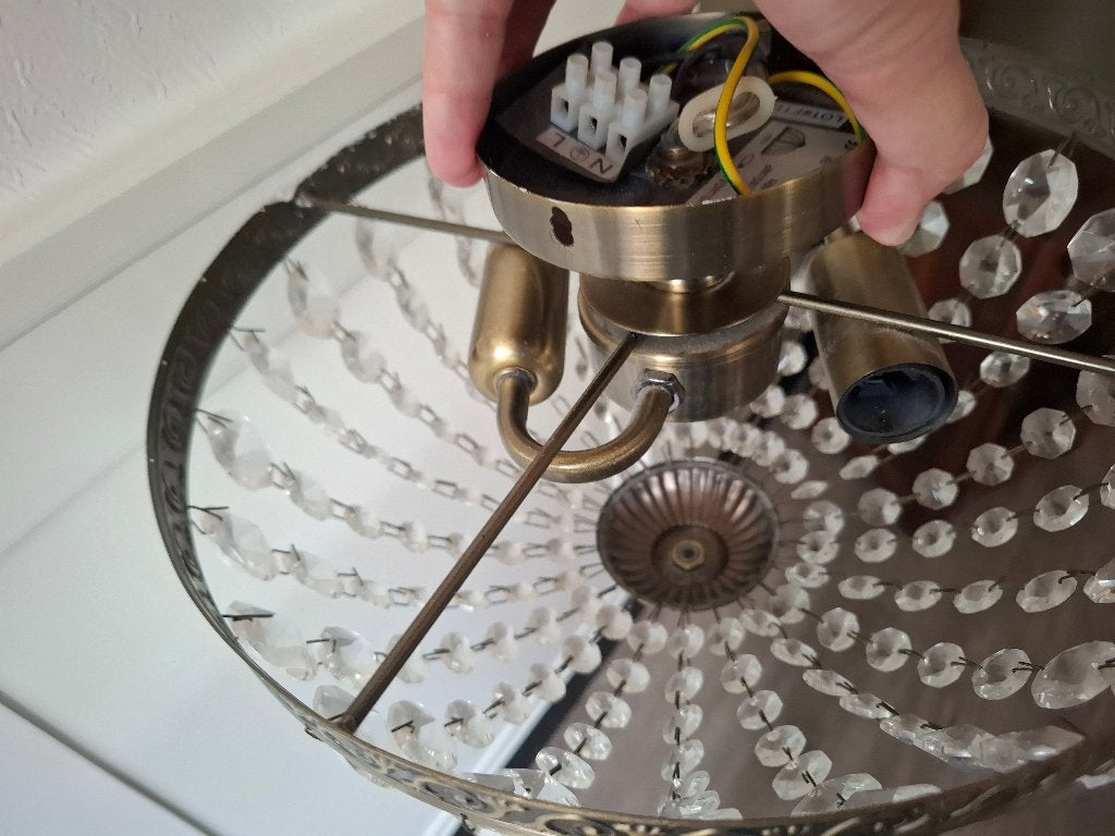 Plafondlamp met glazen steentjes, Huis en Inrichting, Inclusief lichtbron, E14 (klein), Antiek, Ophalen of Verzenden