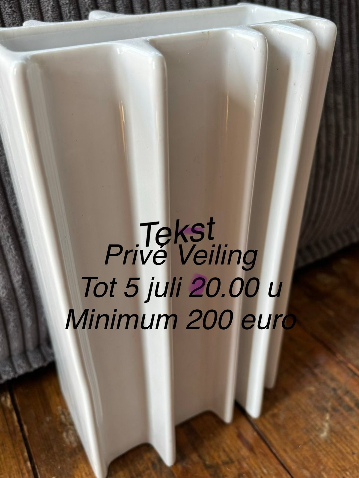 Veiling !! Angelo Mangiarotti vaas maat 2 wit keramiek, Ophalen