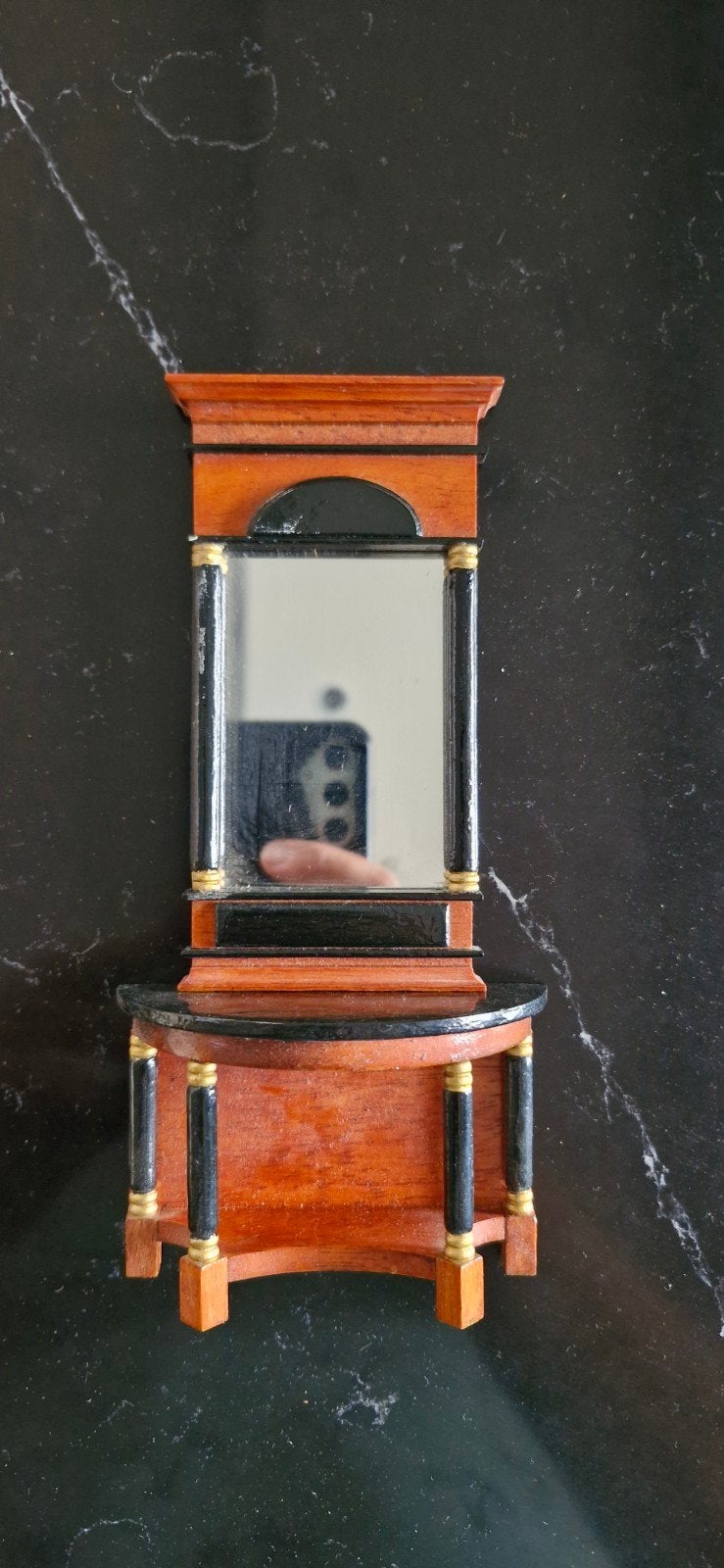 Mini Mundus Biedermeier Console Tafel met Spiegel, Ophalen of Verzenden, Gebruikt