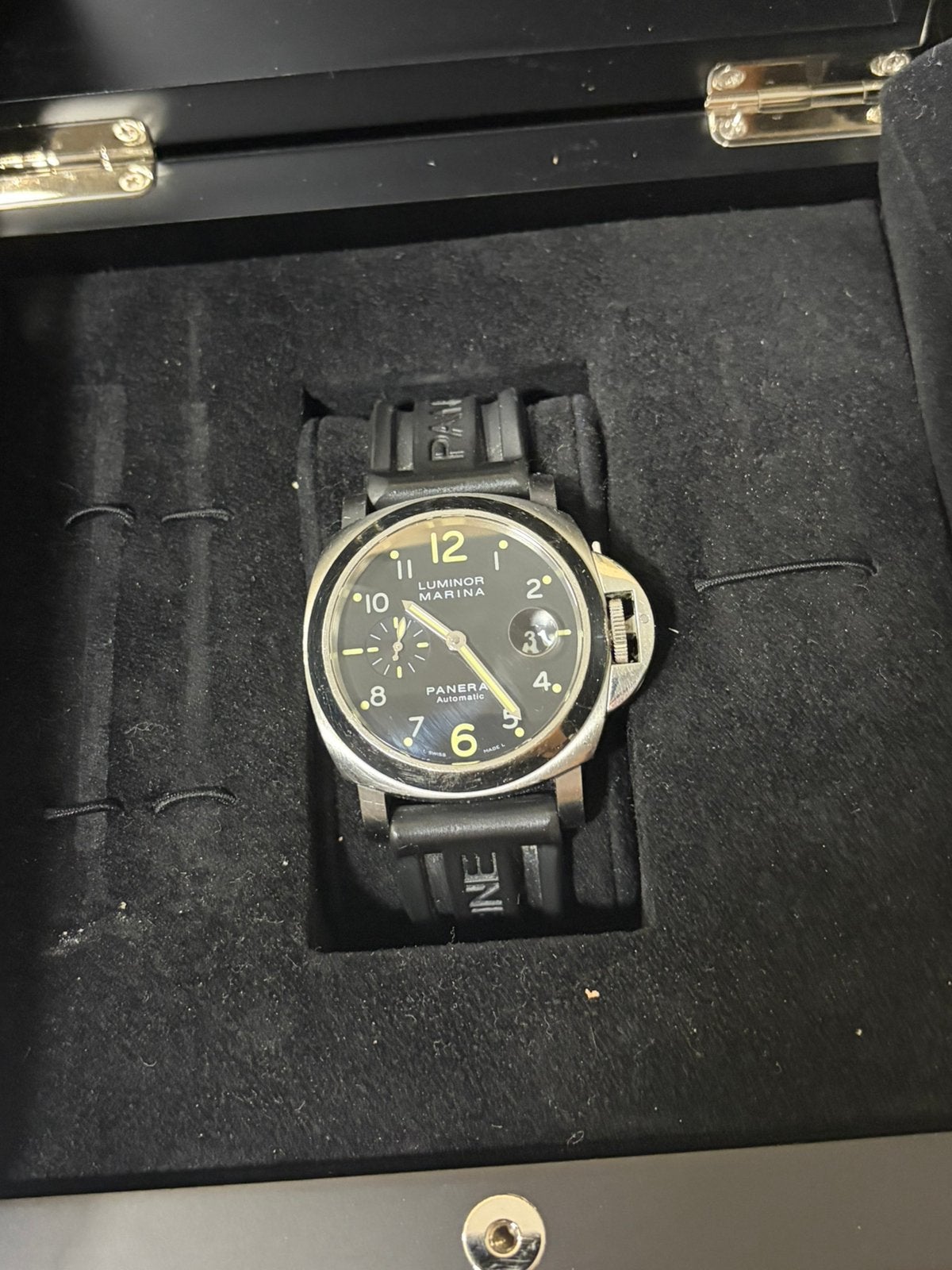 Panerai Luminor Marina Automatic PAM00164 – 44mm, Ophalen of Verzenden, Zo goed als nieuw, Leer, Overige merken