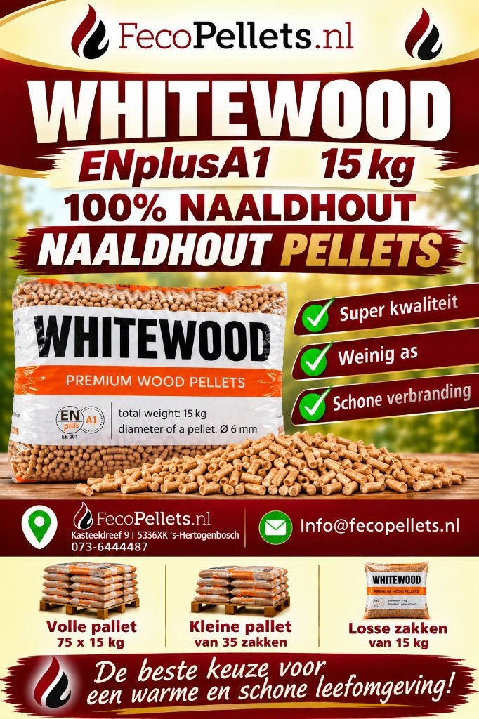 Whitewood pellets EnplusA1 top kwaliteit/15 kg/525 kg/1125kg, Ophalen, Nieuw, Hout, Overige soorten