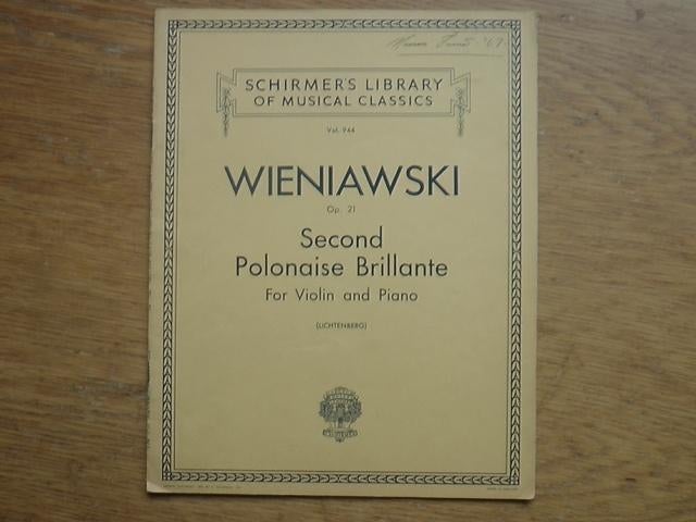 Wieniawski - second polonaise brillante -viool en piano, Gebruikt, Klassiek, Ophalen of Verzenden, Viool of Altviool