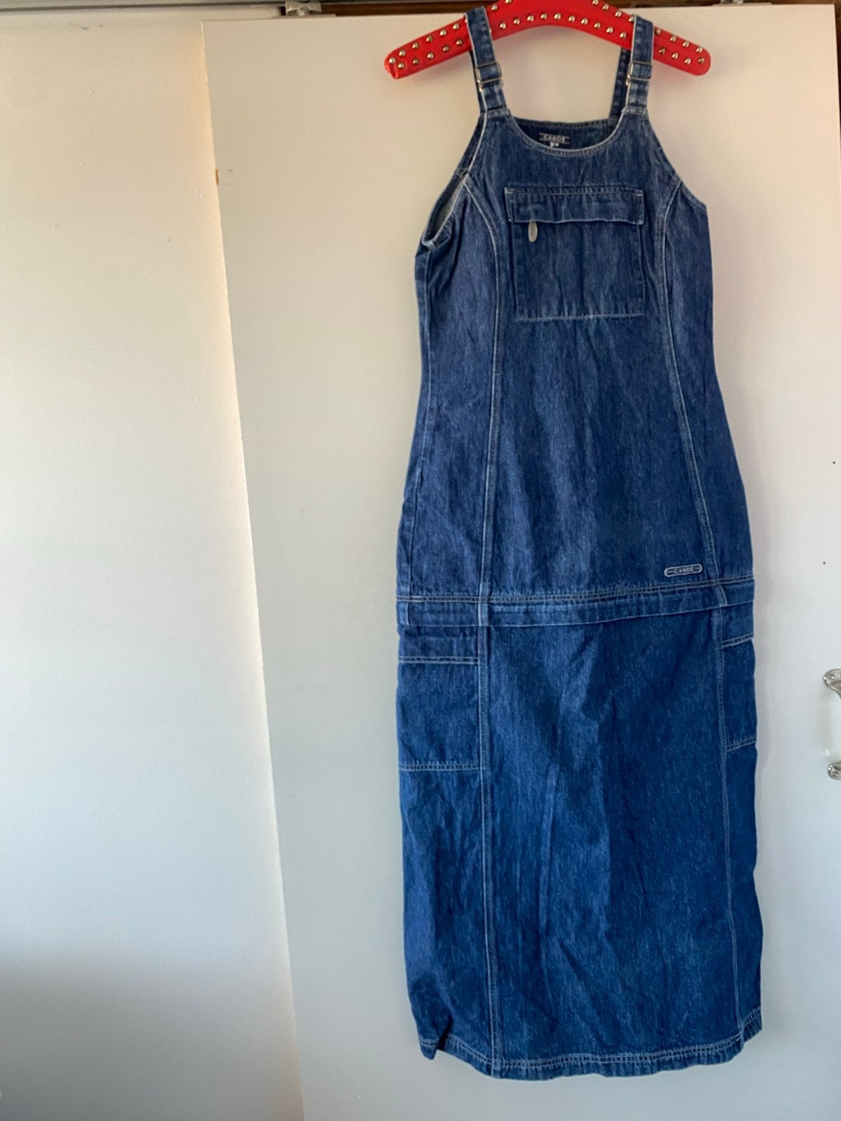 Canoe Jeans Vintage Denim afrits tuinbroek Jurk Maat S, Blauw, Ophalen of Verzenden, Zo goed als nieuw, Maat 36 (S)