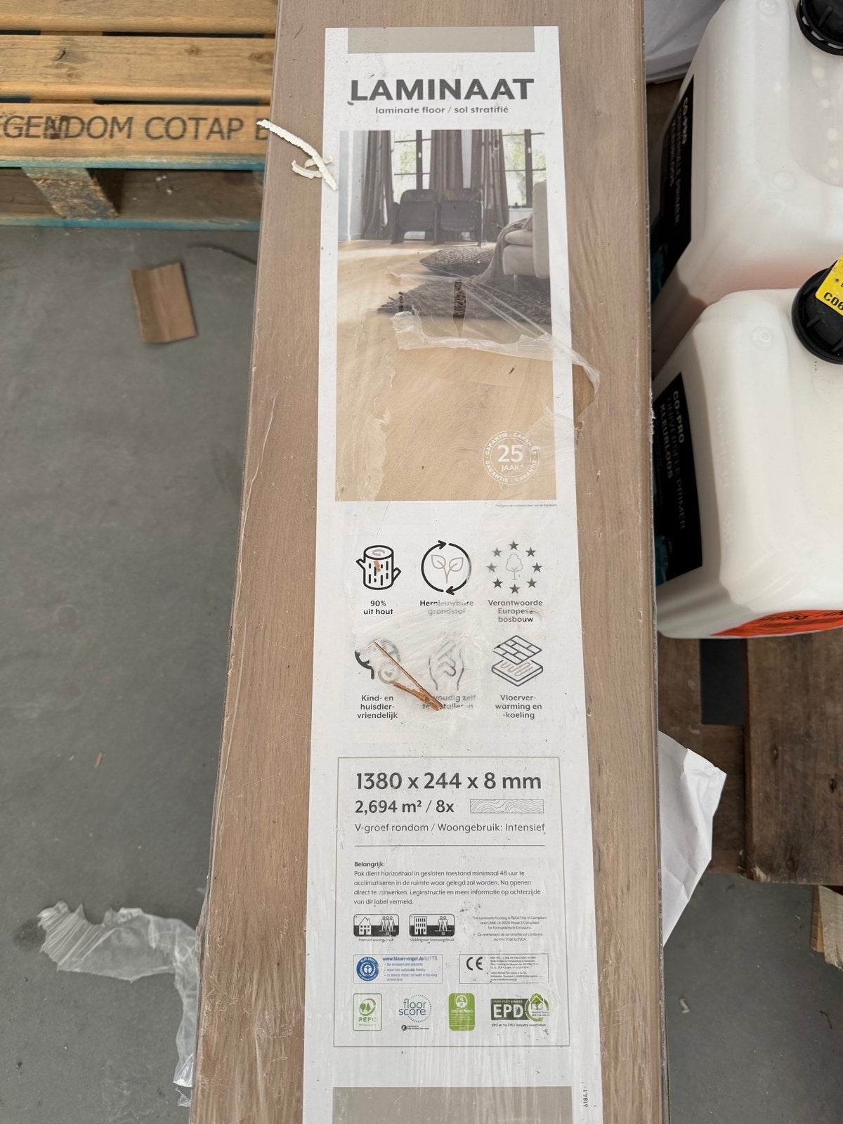 Laminaat warm eiken - 7 pakken (18,85 m²), Ophalen, 50 tot 150 cm, Nieuw, 10 m² of meer