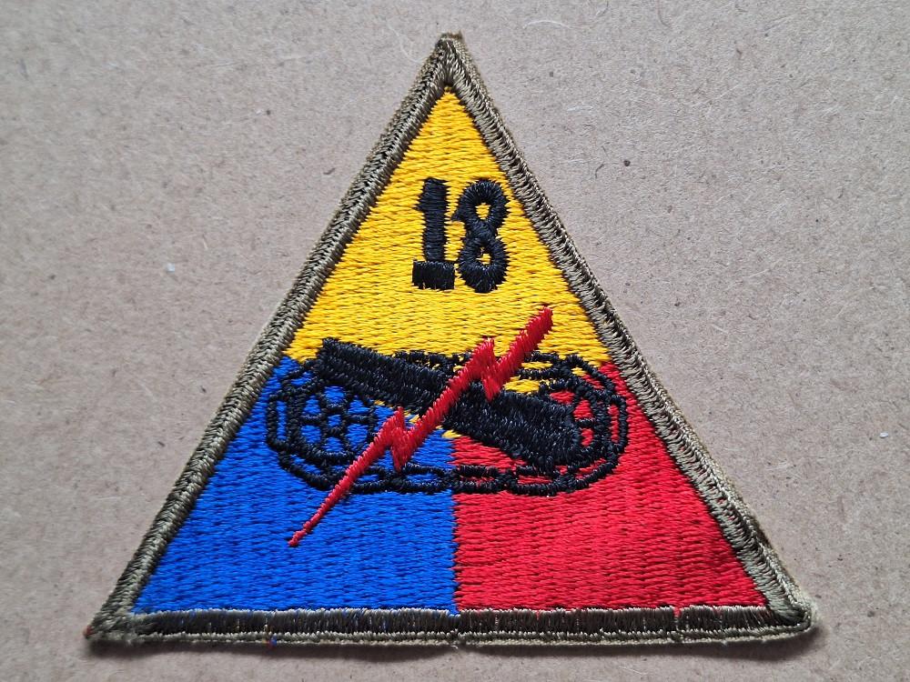 WWII US 18th Armored Division patch, Verzenden, Amerika, Embleem of Badge