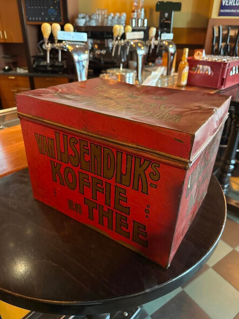 Vintage Van IJsendijk's Koffie en Thee Blik, Ophalen of Verzenden, Gebruikt, Verpakking