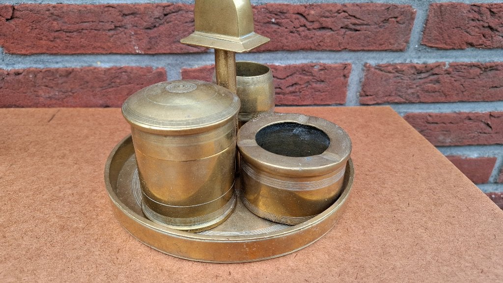 Rookstel asbak handmade +/- 1930, Ophalen of Verzenden, Koper