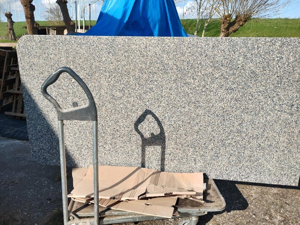 Bar of aanrechtblad 1x2m graniet, Ophalen, Blauw, 75 cm of meer, 150 tot 200 cm