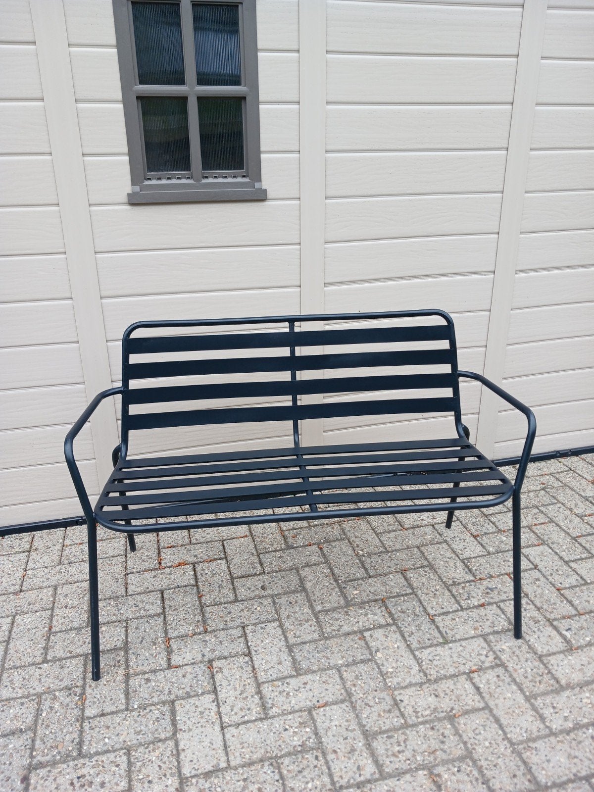 Nette en stevige metalen tuinbank., Ophalen of Verzenden, Metaal