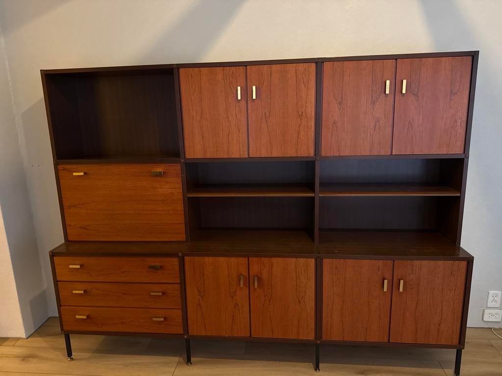 Vintage Topform wandkast - drankenkast, Huis en Inrichting, Kasten | Boekenkasten, Ophalen, Gebruikt, 150 tot 200 cm, Met lade(s)