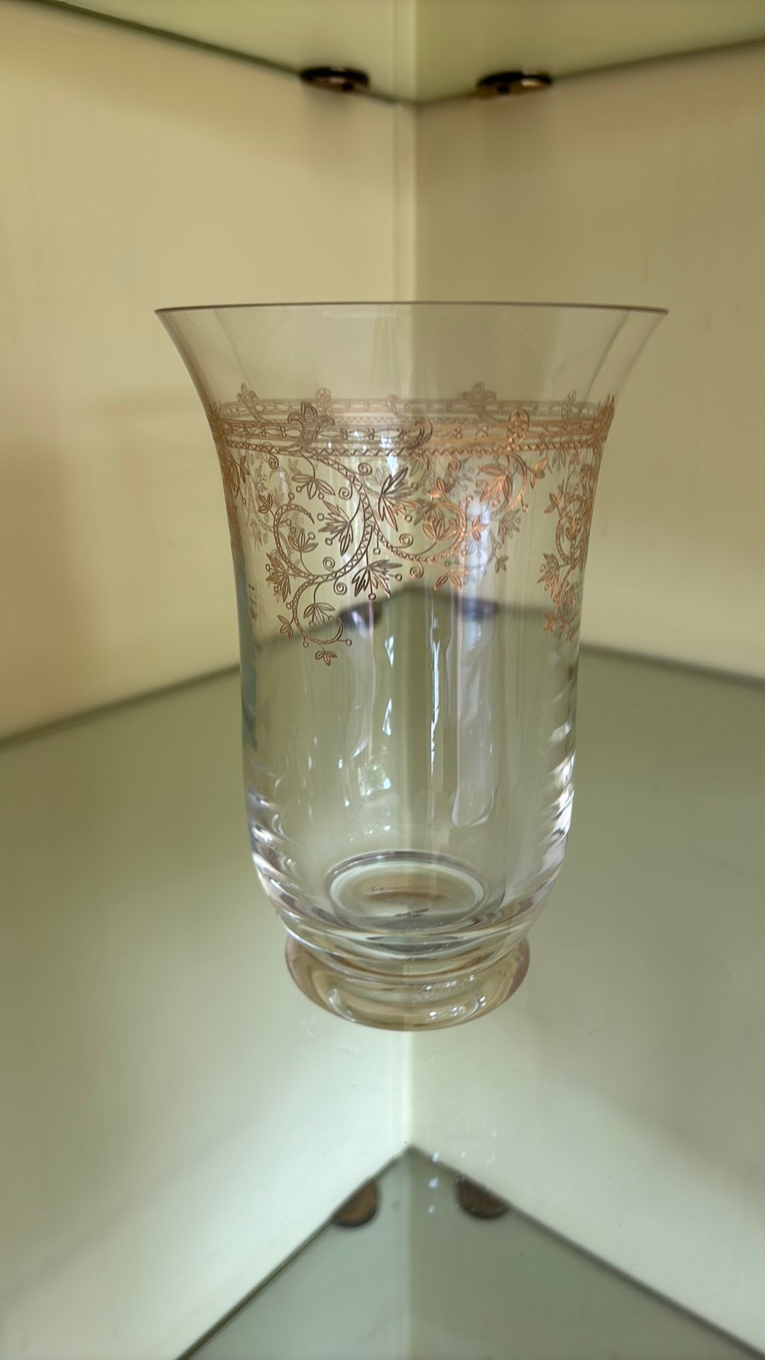Elegante glazen Laura Ashley Home vaas met geëtste rand, Ophalen of Verzenden