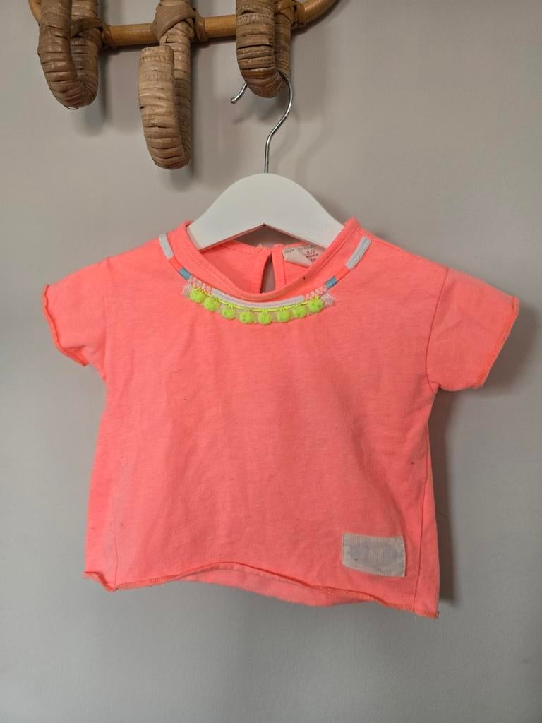Zara Baby Girl Neon Roze Shirtje Maat 68, Meisje, Ophalen of Verzenden, Zo goed als nieuw, Zara