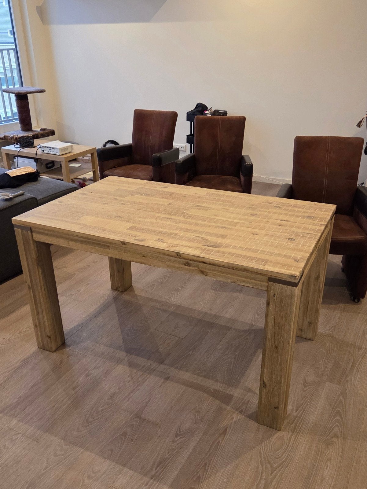 Dinning table + chairs + desk + lamp + couch, Ophalen of Verzenden, Rechthoekig, 200 cm of meer