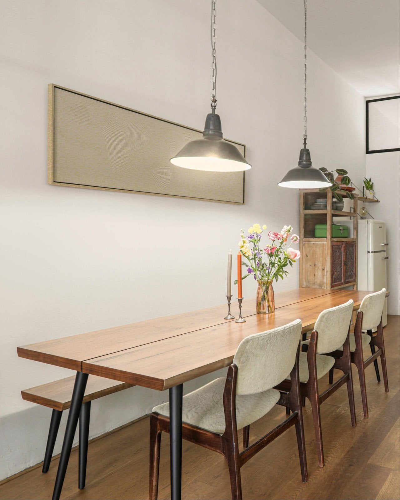 Stijlvolle Eettafel Dutchbone Alagon 220x90 – Walnotenhout, Huis en Inrichting, Gebruikt, Scandinavisch, modern, industrieel, 200 cm of meer