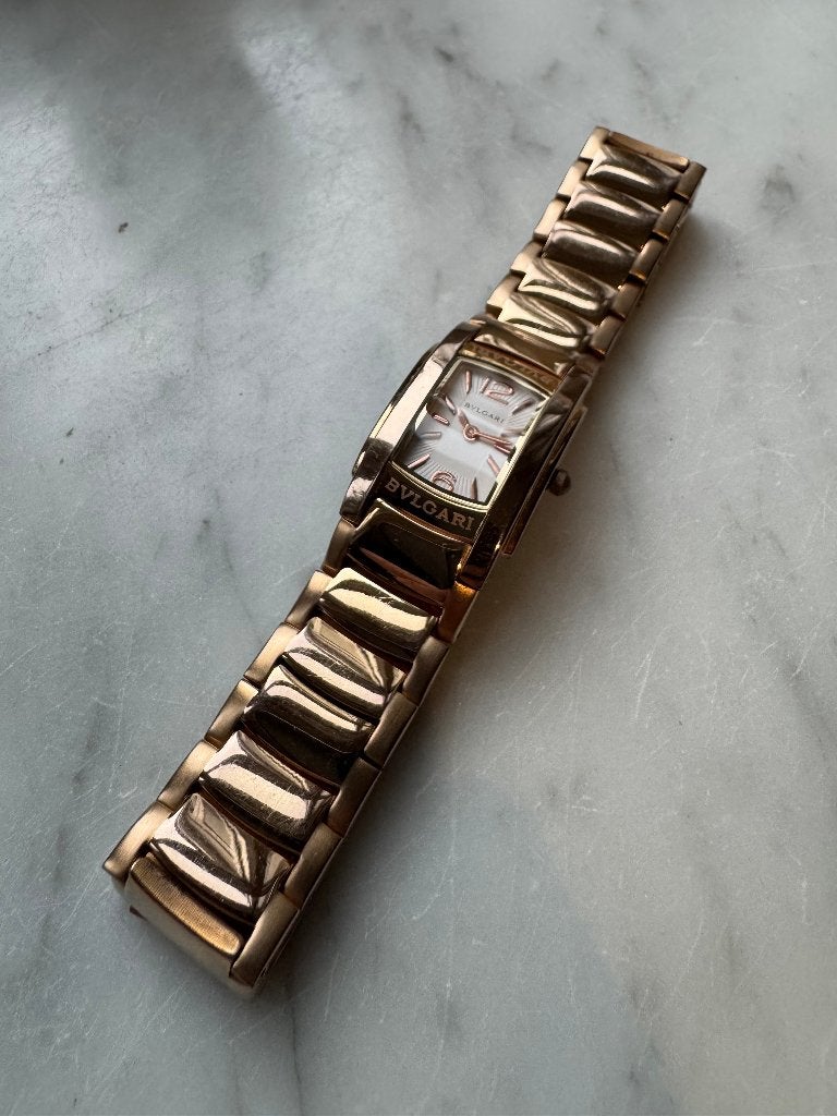 BVLGARI Rettangolo Gold Suisse RT45S L3015, Overige merken, Overige materialen, Gebruikt, Polshorloge