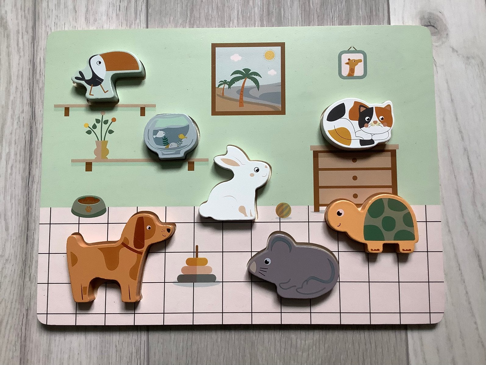 Houten dieren puzzel, Ophalen of Verzenden, Minder dan 10 stukjes, Zo goed als nieuw, 6 maanden tot 2 jaar