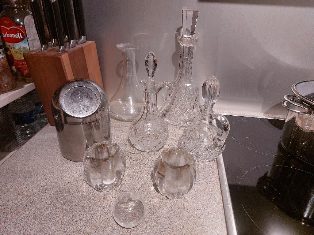 Karaffen, vazen en kaarshouder    µz, Huis en Inrichting, Ophalen of Verzenden, Overige kleuren, Glas, Minder dan 50 cm