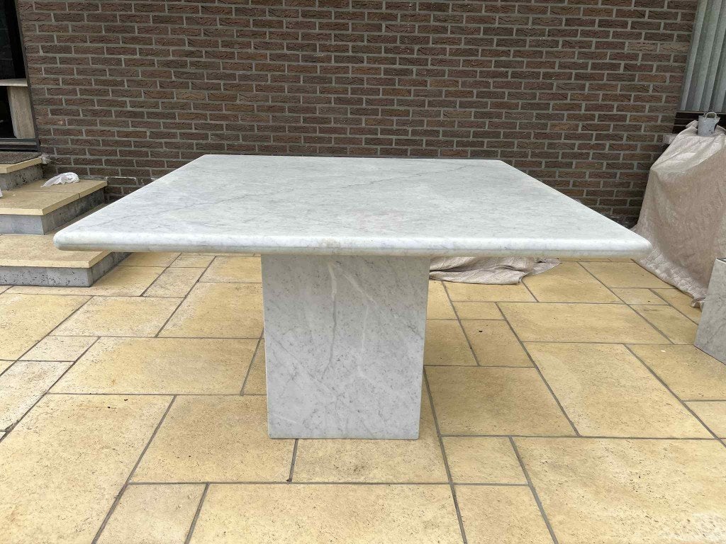 Marmeren eettafel 120x120x73, 100 tot 150 cm, Zo goed als nieuw, Rechthoekig, 50 tot 100 cm