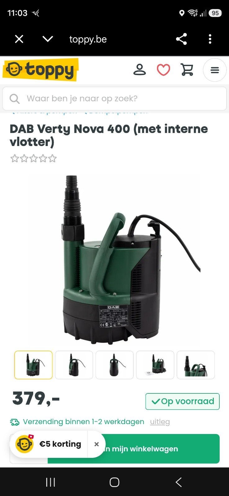 DAB Verty Nova 400 Dompelpomp met interne vlotter, Ophalen, Nieuw, Elektrisch, Dompelpomp