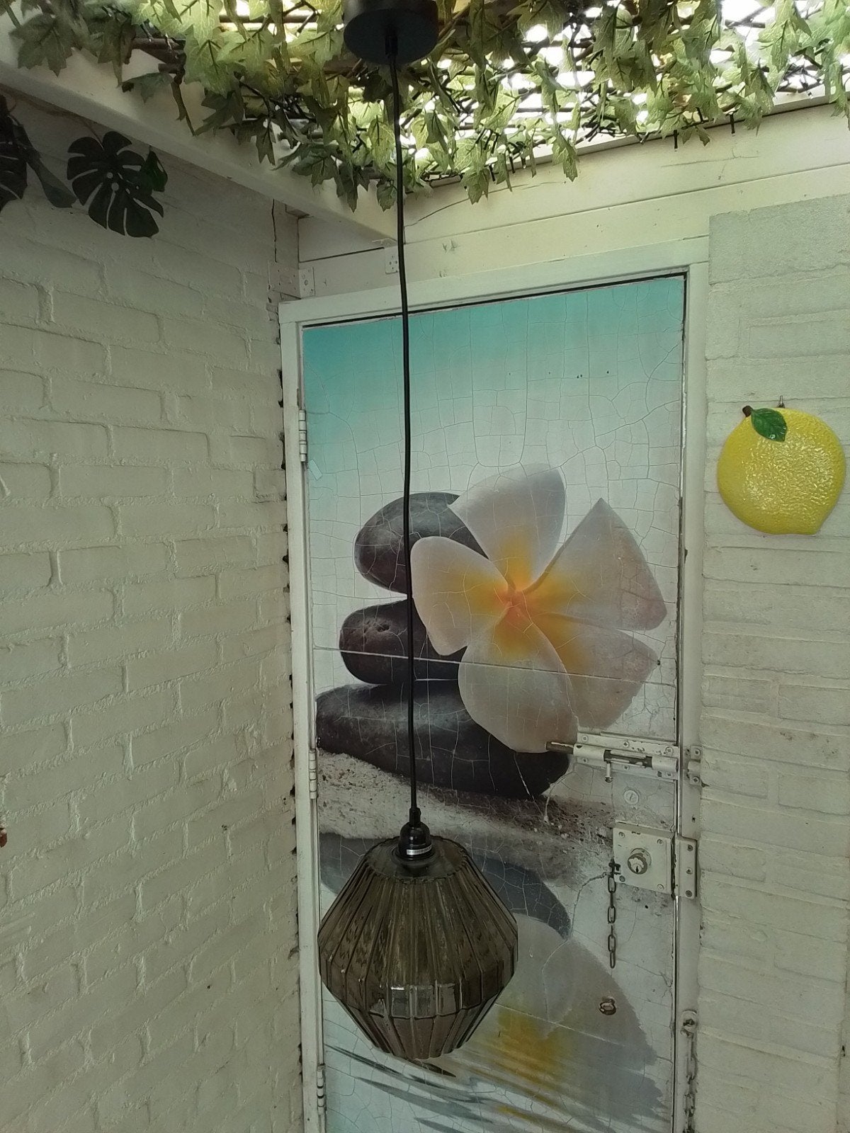 Mooie Lichtbruine Hanglamp (Glas) 20cm/20cm/10cm/80cm, Huis en Inrichting, Ophalen of Verzenden, Nieuw, Glas, E27 (groot)